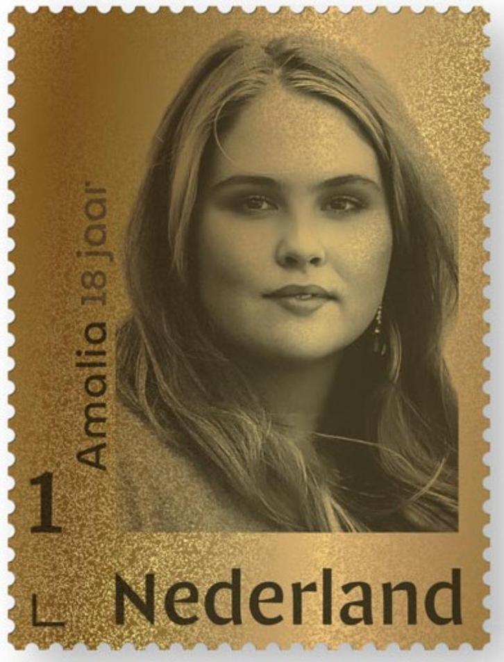 Nederland - 2021 - Gouden Postzegel - Amalia - 18 Jaar, Postzegels en Munten, Postzegels | Nederland, Postfris, Na 1940, Verzenden