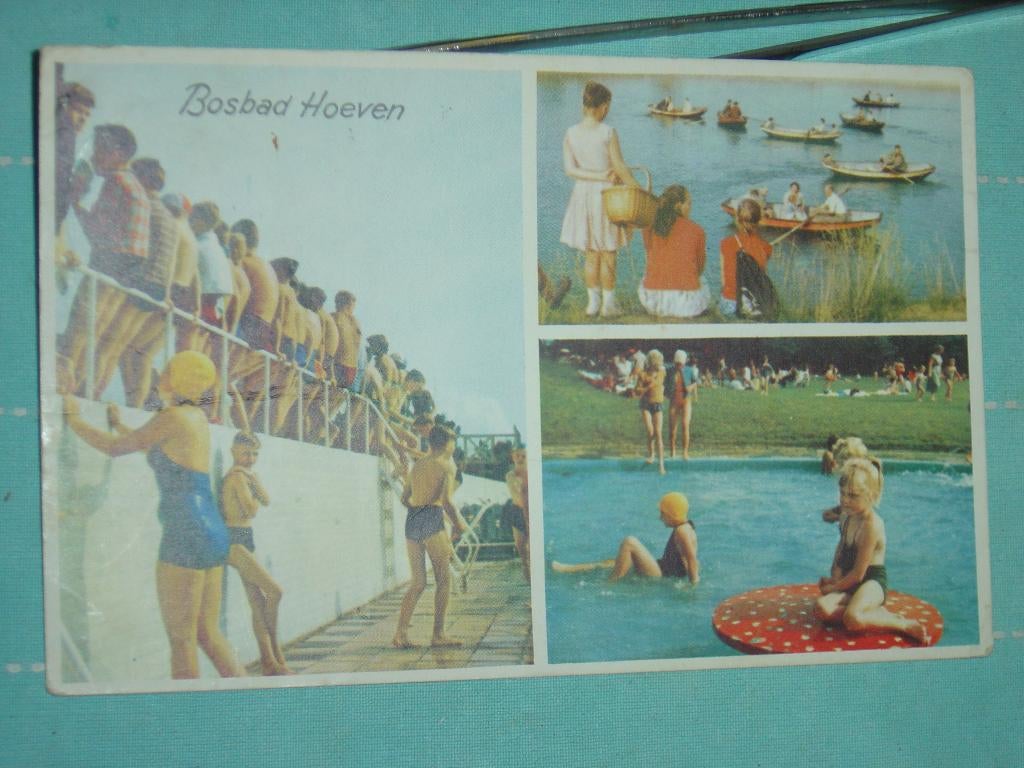 21) kleuren ansichtkaart "Bos bad Hoeve" Oudenbosch, Ophalen of Verzenden, 1940 tot 1960, Gelopen, Gelderland