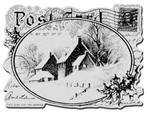 GROTE RETIRED stempel Snowy Cottage Postcard van Stampendous, Nieuw, Overige typen, Ophalen of Verzenden, Natuur