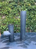 Kachelpijp en T stuk inclusief dop, alu of rvs, Huis en Inrichting, Kachels, Ophalen, Gebruikt, Hout, Houtkachel