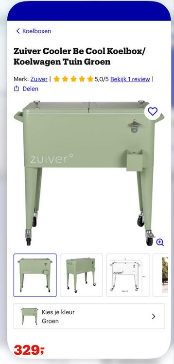 ZUIVER Cooler BE COOL Koelbox 80L beschikbaar voor biedingen