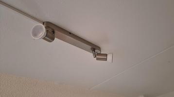 RVS Plafondlamp met 2 verstelbare spots RVS incl LED lampen beschikbaar voor biedingen