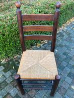 4 Massieve Eiken Eetkamerstoelen met Riet, Gebruikt, Bruin, Ophalen of Verzenden, Vier