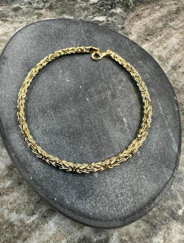 14K gouden koningsarmband, Sieraden, Tassen en Uiterlijk, Armbanden, Zo goed als nieuw, Goud, Goud, Ophalen of Verzenden