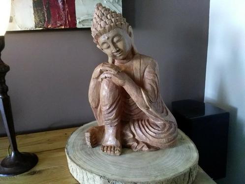 Boeddha, hout beeld, Huis en Inrichting, Woonaccessoires | Boeddhabeelden, Zo goed als nieuw, Ophalen of Verzenden