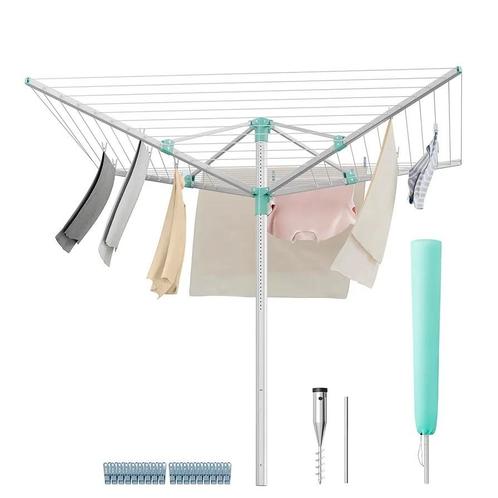 SONGMICS Droogmolen - 50m Lijn - Zilver/Groen, Huis en Inrichting, Woonaccessoires | Overige, Nieuw, Ophalen of Verzenden