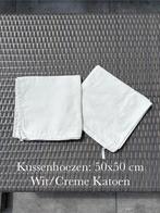 Wit Creme kussenhoezen 50 x 50 cm kussenhoes Katoen, Ophalen of Verzenden, Zo goed als nieuw, Wit, Vierkant