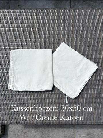 Wit Creme kussenhoezen 50 x 50 cm kussenhoes Katoen beschikbaar voor biedingen