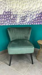 Prachtige fauteuil in groen velvet, Ophalen, 75 tot 100 cm, Zo goed als nieuw, Stof