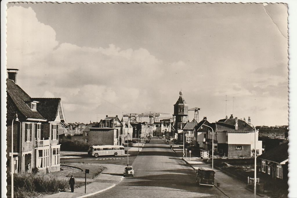 VLISSINGEN BADHUISSTRAAT WATERTOREN HAVENKRANEN CROSSLEY BUS, Ophalen of Verzenden, 1940 tot 1960, Gelopen, Zeeland