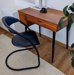 2x Retro Italiaanse design zwarte leren stoelen 1980s, Ophalen of Verzenden