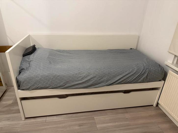 Ikea schuifbed, Huis en Inrichting, Slaapkamer | Bedden, Zo goed als nieuw, Eenpersoons, 90 cm, Hout, Wit, Ophalen