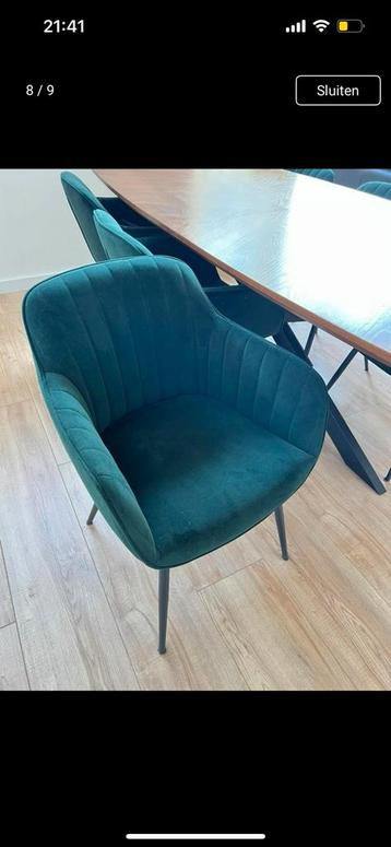 Groen velvet eetkamer stoelen 6 stuks beschikbaar voor biedingen
