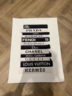 Nieuw 50x70cm canvas poster zwart wit Chanel LV Prada boek, Rechthoekig Staand, Nieuw, Ophalen of Verzenden, Canvas of Doek