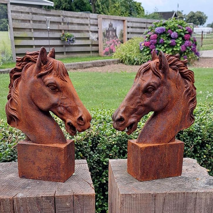 Ijzeren paarden hoofden, Tuin en Terras, Tuinbeelden, Ophalen of Verzenden