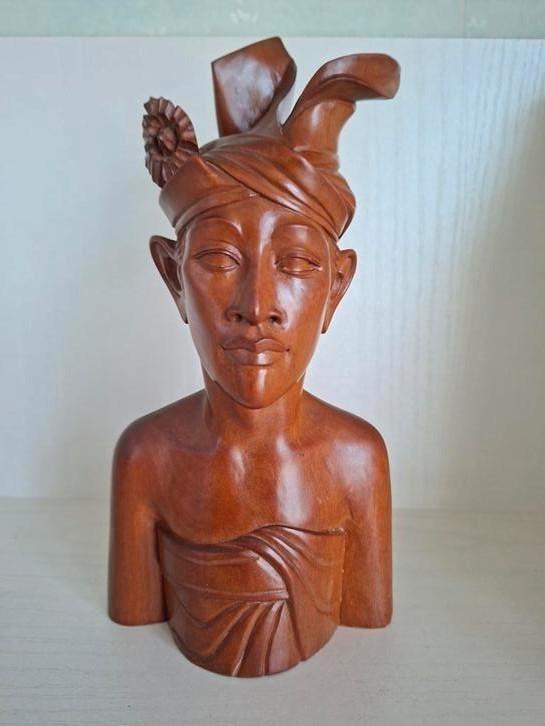 FRAAI!Buste van Balinese jongeman/ houtsnijwerk/ jaren '50, Antiek en Kunst, Kunst | Beelden en Houtsnijwerken, Ophalen of Verzenden