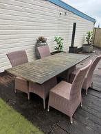 Tuinset - 2 meter lang met 4 stoelen - Gratis ophalen, Ophalen, 4 zitplaatsen, Gebruikt, Eettafel
