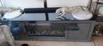 Dressoir van smokey blue glas., Ophalen, Zo goed als nieuw, 25 tot 50 cm, Glas