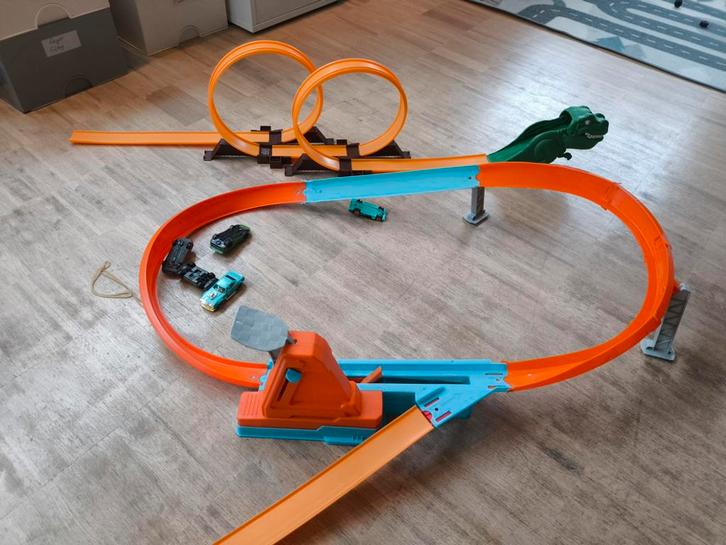 Hot Wheels racebanen, Kinderen en Baby's, Speelgoed | Racebanen, Gebruikt, Racebaan, Handmatig, Hot Wheels, Met looping, Zelf te bouwen