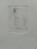 Jef Diederen, ets, 1955, staand meisje, Antiek en Kunst, Ophalen of Verzenden