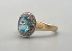 Gouden Vintage ring lagune toermalijn en diamant. 2025/844., Blauw, ., Nieuw, Ophalen of Verzenden