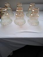 6 stuks oude glazen lampenkappen, Huis en Inrichting, Lampen | Lampenkappen, Gebruikt, Bruin, Rond, Ophalen of Verzenden