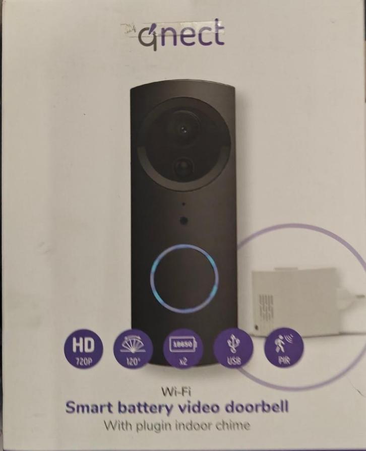 AANBIEDING! QNECT WI-FI smart battery video deurbel, Huis en Inrichting, Deurbellen, Nieuw, Bedraad, Ophalen of Verzenden