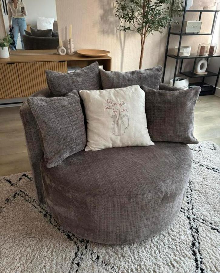 Zitmaxx Draaifauteuil bruin taupe lounge stoel, Huis en Inrichting, Zitzakken, Zo goed als nieuw, Bruin, Ophalen