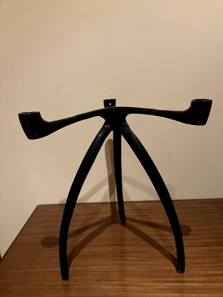 Vintage Tripod kandelaar, Huis en Inrichting, Woonaccessoires | Kandelaars en Kaarsen, Gebruikt, Kandelaar, 25 tot 50 cm, Metaal