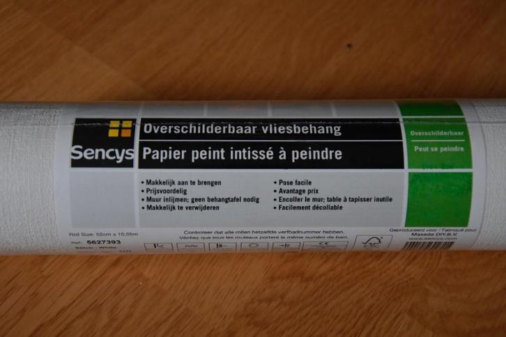 Vliesbehang, wit, overschilderbaar, Huis en Inrichting, Stoffering | Behang, Wit, minder dan 10 m², Ophalen of Verzenden