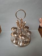 Verzilverde Eierstandaard met Lepeltjes, Antiek en Kunst, Ophalen