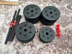 Verstelbare dumbbell & barbell set – 39 kg, Ophalen, Zo goed als nieuw, Benen, Dumbbell