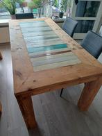 Steigerhouten tafel, Ophalen, Gebruikt, 50 tot 100 cm, Vijf personen of meer