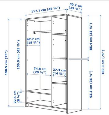 IKEA BRIMNES Kledingkast met 3 deuren, zwart, 117x190 cm beschikbaar voor biedingen