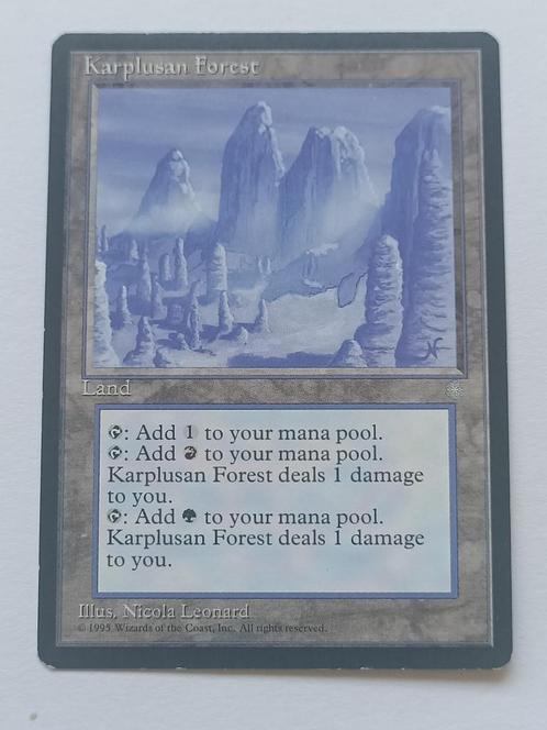 MTG; Ice Age; SP; Karplusan Forest, Hobby en Vrije tijd, Verzamelkaartspellen | Magic the Gathering, Zo goed als nieuw, Losse kaart