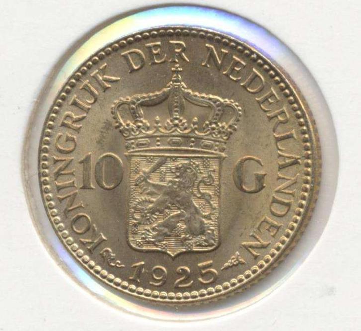 Nederland 10 Gulden 1925A Wilhelmina, Postzegels en Munten, Edelmetalen en Baren, Goud, Ophalen of Verzenden