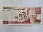 Kavel 57..100000 lira Turkije ongesirkuleerd, Postzegels en Munten, Bankbiljetten | Europa | Niet-Eurobiljetten, Ophalen of Verzenden