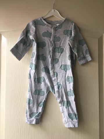 H&M pyjama onesie maat 74 grijs turquoise olifant beschikbaar voor biedingen