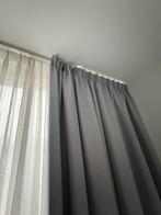 2 grijze gordijnen raam 2,65m br en 2,55m hoog, 200 cm of meer, Ophalen of Verzenden, Zo goed als nieuw, 200 cm of meer