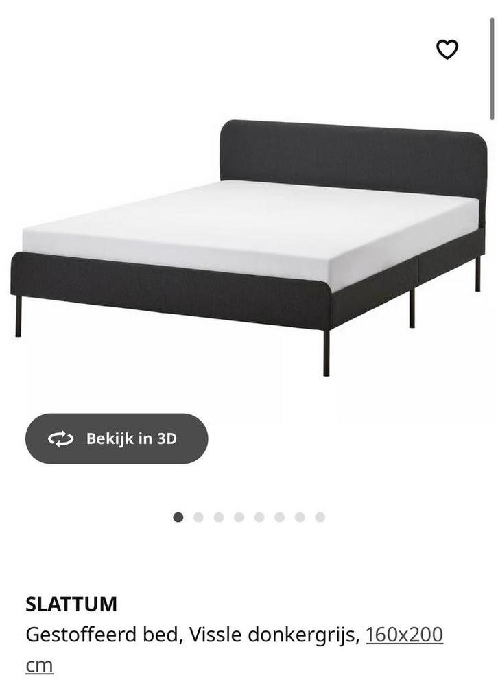 IKEA SLATTUM bed lichtgrijs 160*200, Huis en Inrichting, Slaapkamer | Bedden, Zo goed als nieuw, Tweepersoons, 160 cm, Hout, Grijs