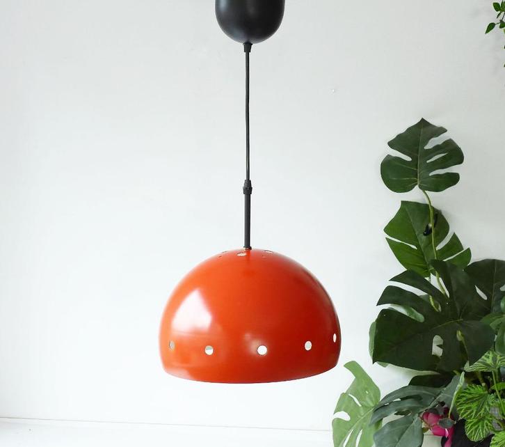 Space Age Hanglamp Vintage Lamp Jaren 60 70 oranje Retro, Huis en Inrichting, Lampen | Hanglampen, Gebruikt, Minder dan 50 cm
