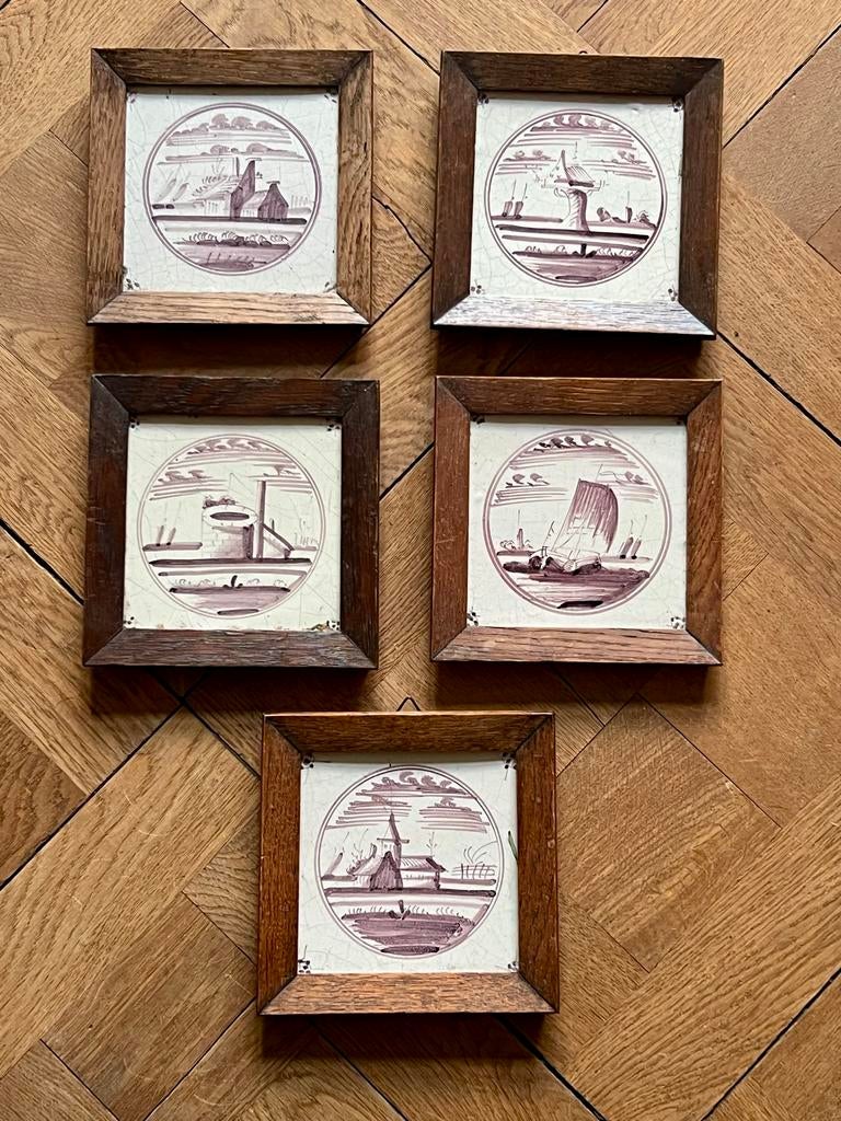 Antieke Delftse Tegel Mangaan Kleur, 19e Eeuw, Ophalen of Verzenden