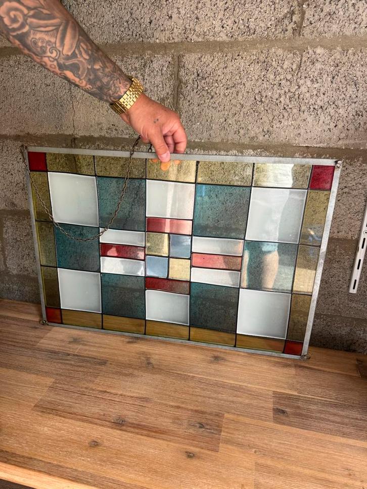 Drie prachtige glas-in-lood ramen - Vintage charme!, Antiek en Kunst, Antiek | Glas en Kristal, Ophalen of Verzenden