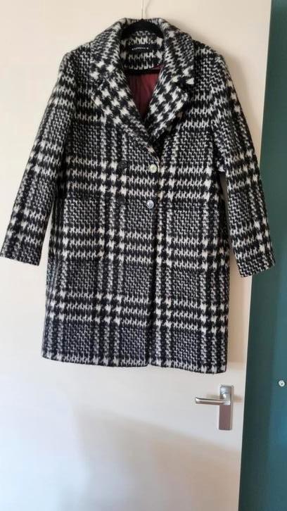 Prachtige zwart wit geblokte Espresso winter mantel maat 46, Kleding | Dames, Jassen | Winter, Zo goed als nieuw, Ophalen of Verzenden