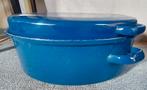 Blauwe Emaille Braadpan met Deksel, Ophalen of Verzenden, Gebruikt, Overige materialen, Koekenpan of Braadpan