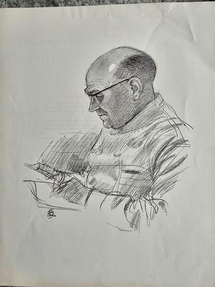 Otto Dicke - Portret van Prof. Dr. Ite Boerema. Otto Dicke, Antiek en Kunst, Kunst | Tekeningen en Foto's, Ophalen of Verzenden