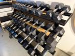 Dumbells met rek te koop!, Sport en Fitness, Fitnessmaterialen, Ophalen, Zo goed als nieuw, Benen, Dumbbell