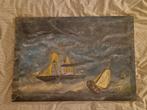 Schilderij met schepen in storm., Antiek en Kunst, Ophalen