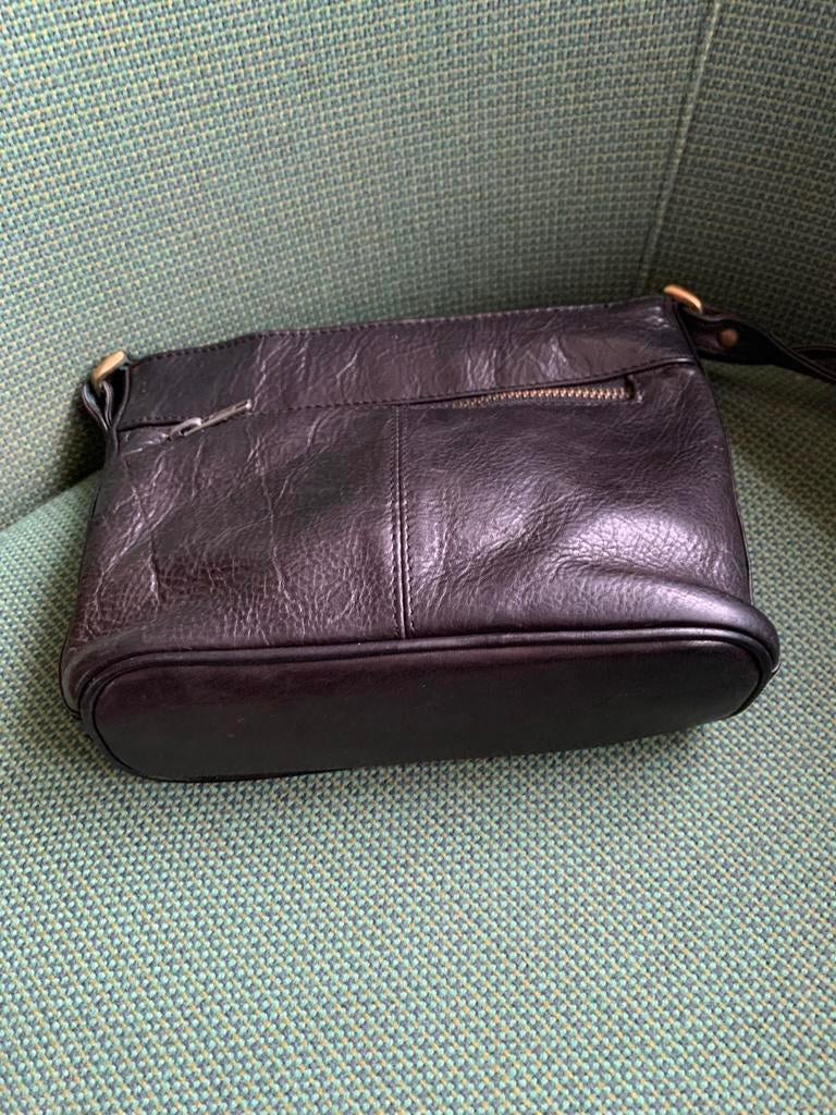 Vintage Bosboom zwart leren schoudertasje, Ophalen of Verzenden, Gebruikt, Zwart, Schoudertasje