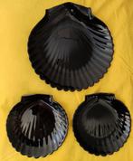 3 Arcoroc France schelp borden, zwart, Bord(en), Ophalen of Verzenden
